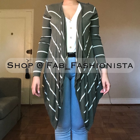 Asymmetrical Striped cardigan sweater - Picture 5 of 11
